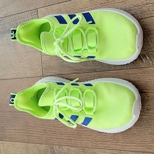 Boys adidas sneaker.  Fluorescent green. Size 3.5